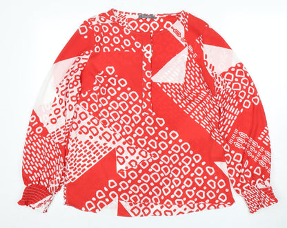 Principles Red Geometric Long Sleeve Women's Blouse