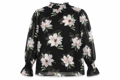 AX Paris Women's Black Floral Tunic Blouse - Size 12