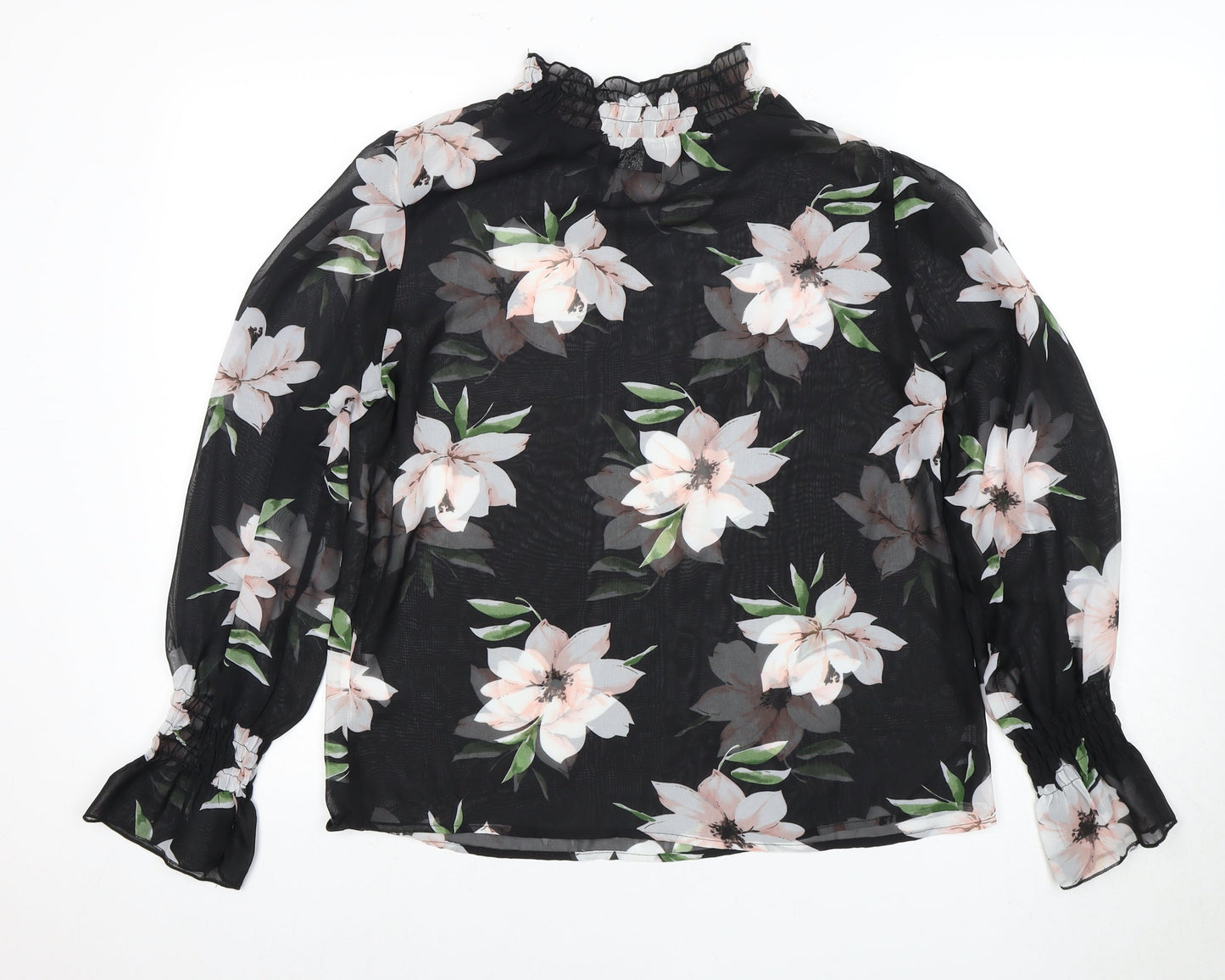 AX Paris Women's Black Floral Tunic Blouse - Size 12