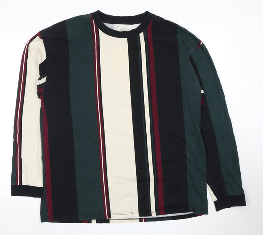 Urban Outfitters Men's Multicoloured Striped Pullover Sweatshirt - Size L