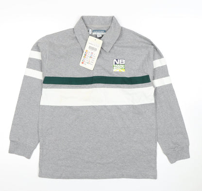 Zara Women's Grey Polo Shirt - Size 12, Cotton, Long Sleeve