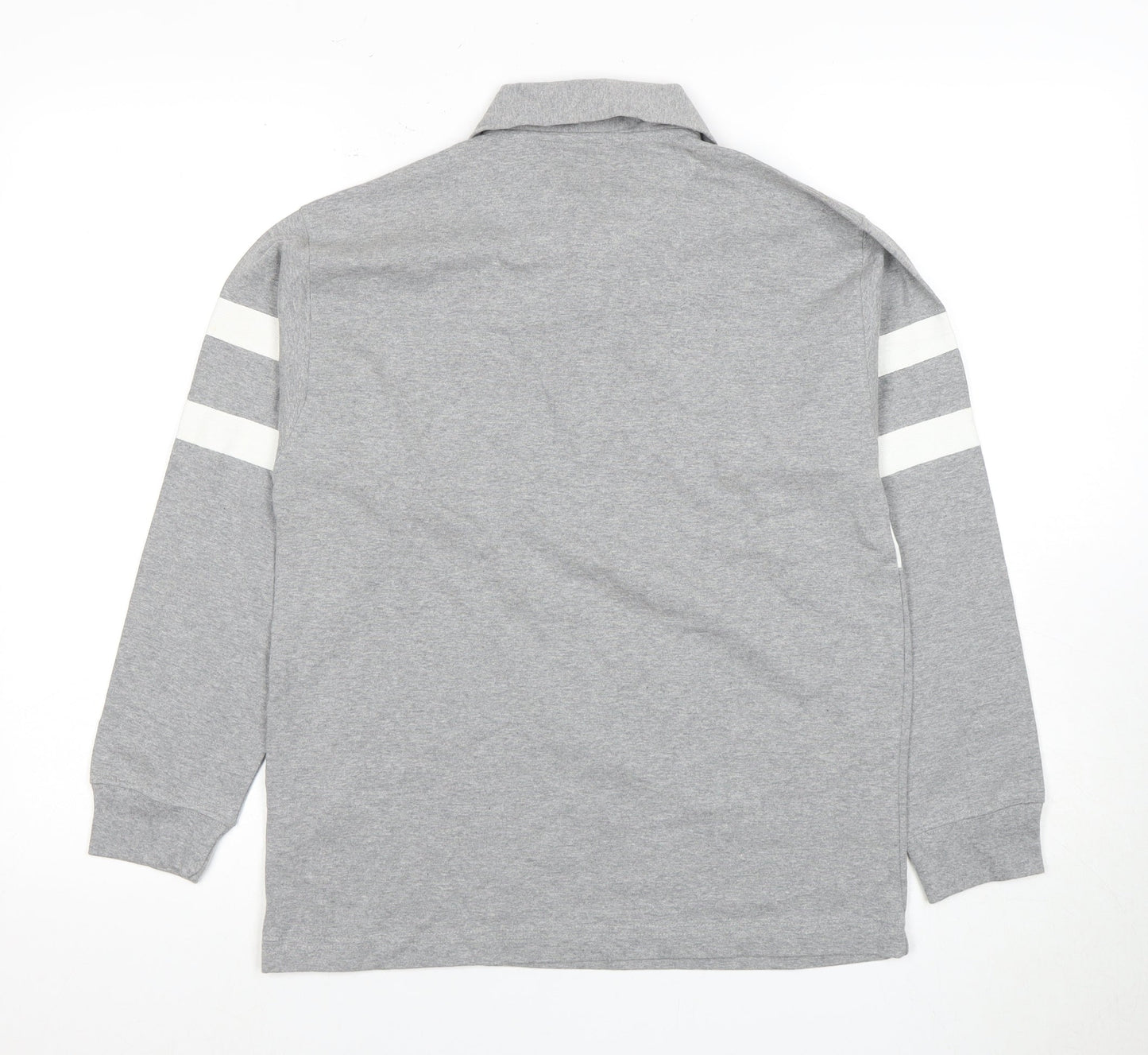 Zara Women's Grey Polo Shirt - Size 12, Cotton, Long Sleeve