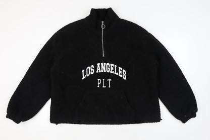 PrettyLittleThing Women's Black Logo Sweatshirt Size 12