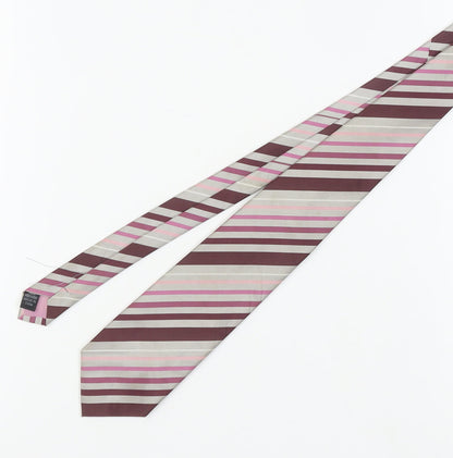 Thomas Nash Men's Striped Tie, Pink & Bronze, One Size