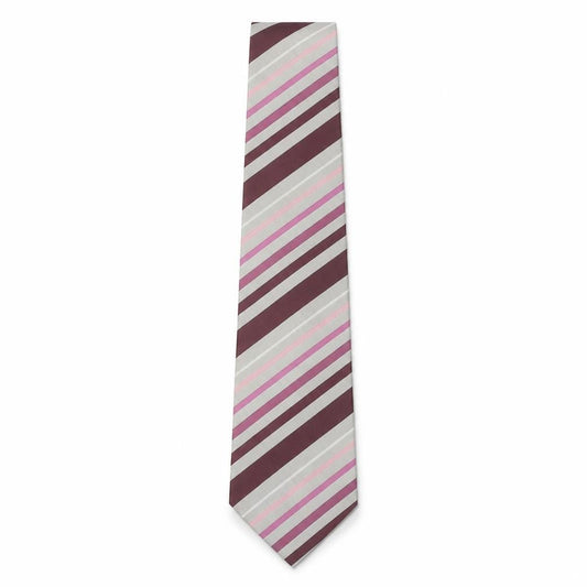 Front view of Thomas Nash Men's Striped Tie, Pink & Bronze, One Size