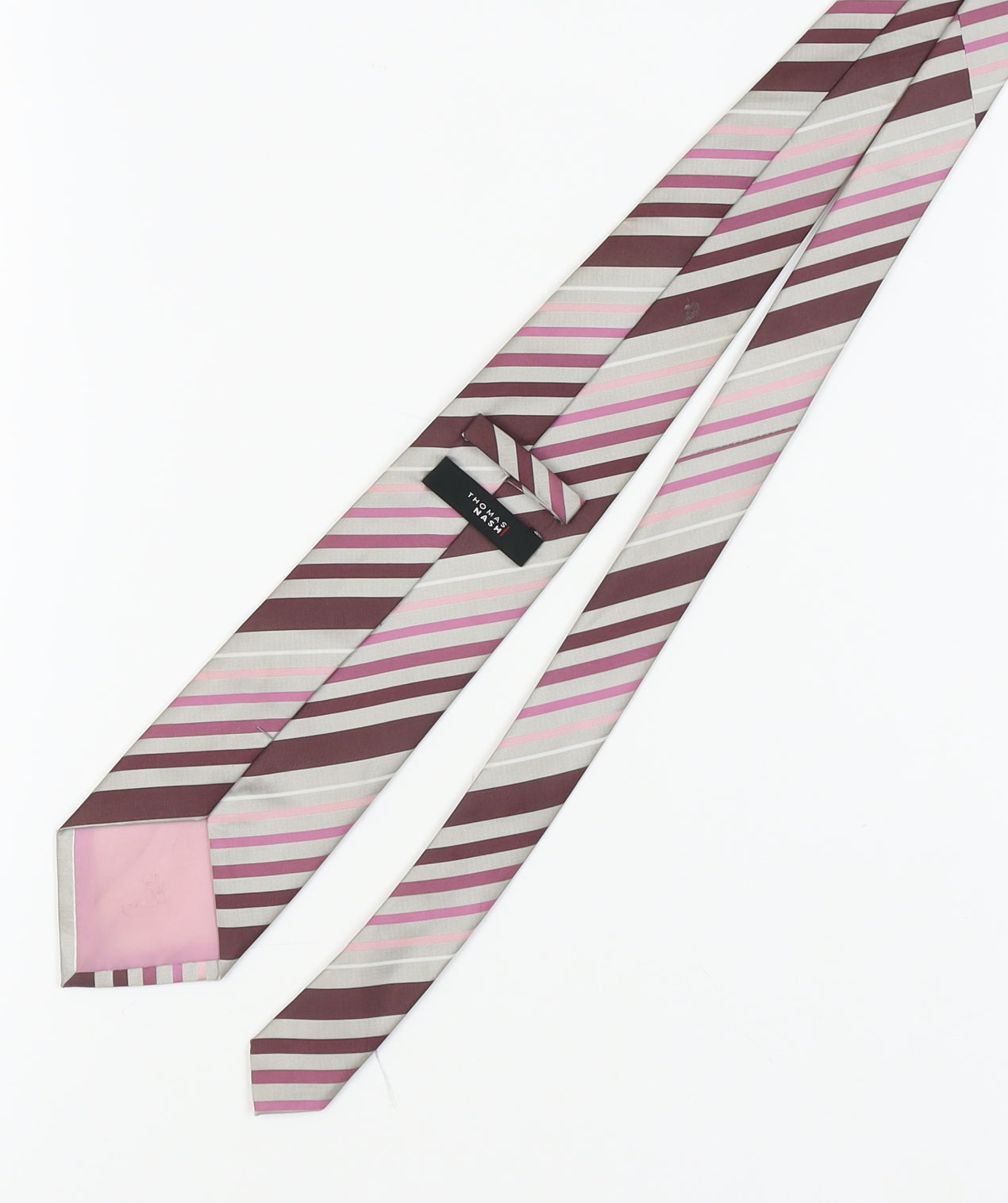 Thomas Nash Men's Striped Tie, Pink & Bronze, One Size