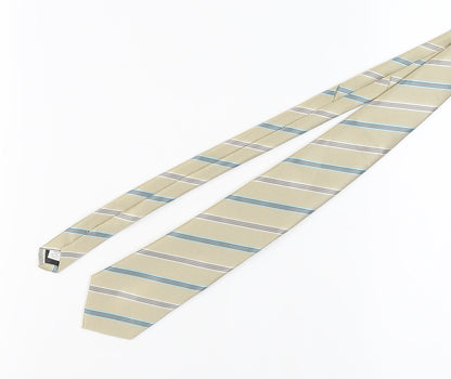 Society of Threads Beige Striped Polyester Men's Tie