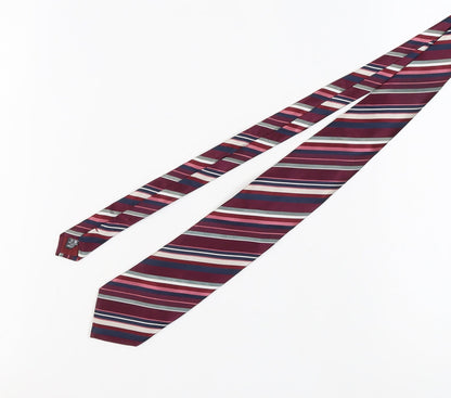 Racing Green Men's Silk Striped Tie - Red, Blue, Silver