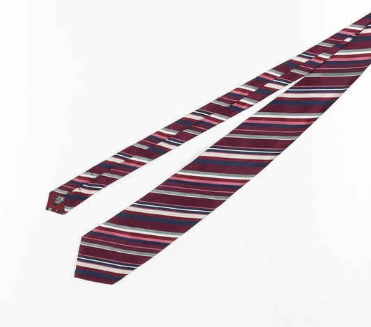 Racing Green Men's Silk Striped Tie - Red, Blue, Silver
