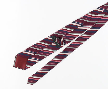 Racing Green Men's Silk Striped Tie - Red, Blue, Silver