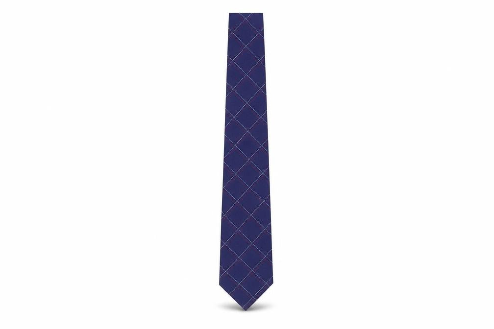 Mens Van Heusen Blue Plaids & Checks 100% Silk  Tie
