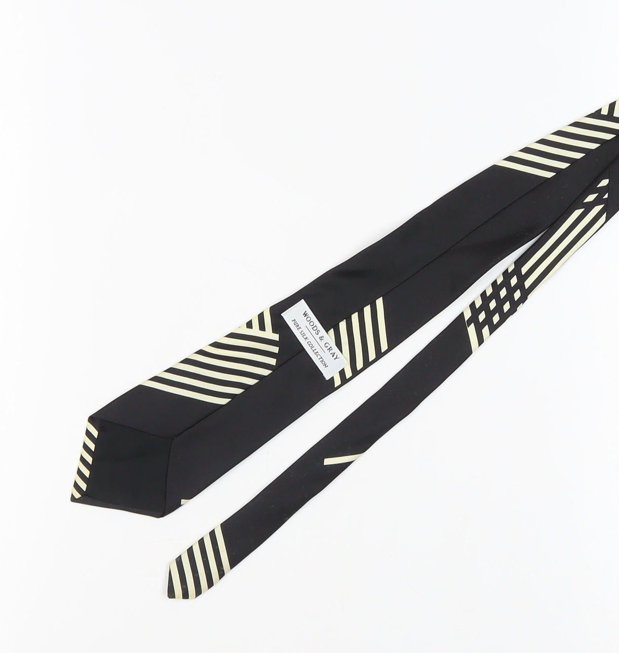 Woods & Gray Men's Black Striped Silk Tie