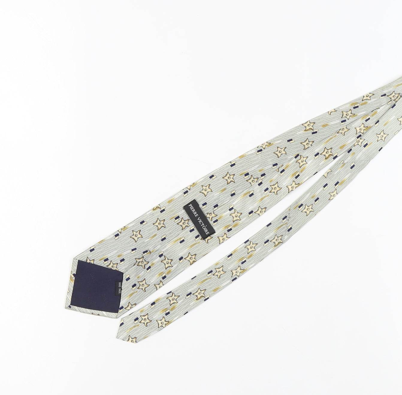 Pierre Victoire Men's Grey Geometric Silk Tie