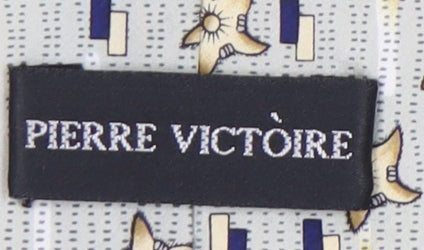 Pierre Victoire Men's Grey Geometric Silk Tie