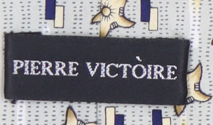 Pierre Victoire Men's Grey Geometric Silk Tie