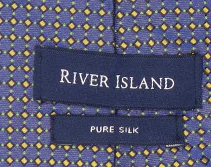 River Island Men's Blue Geometric Silk Tie One Size
