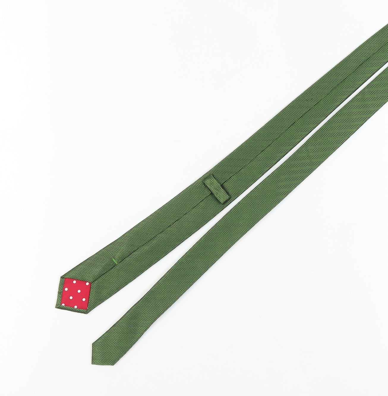 STVDIO Jeff Banks Green Silk Tie Herringbone Men