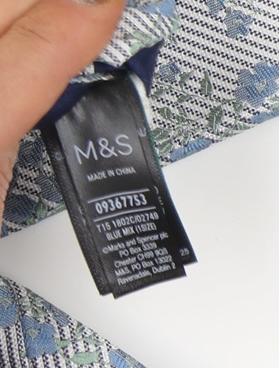 Marks and Spencer Men's Blue Floral Slim Tie