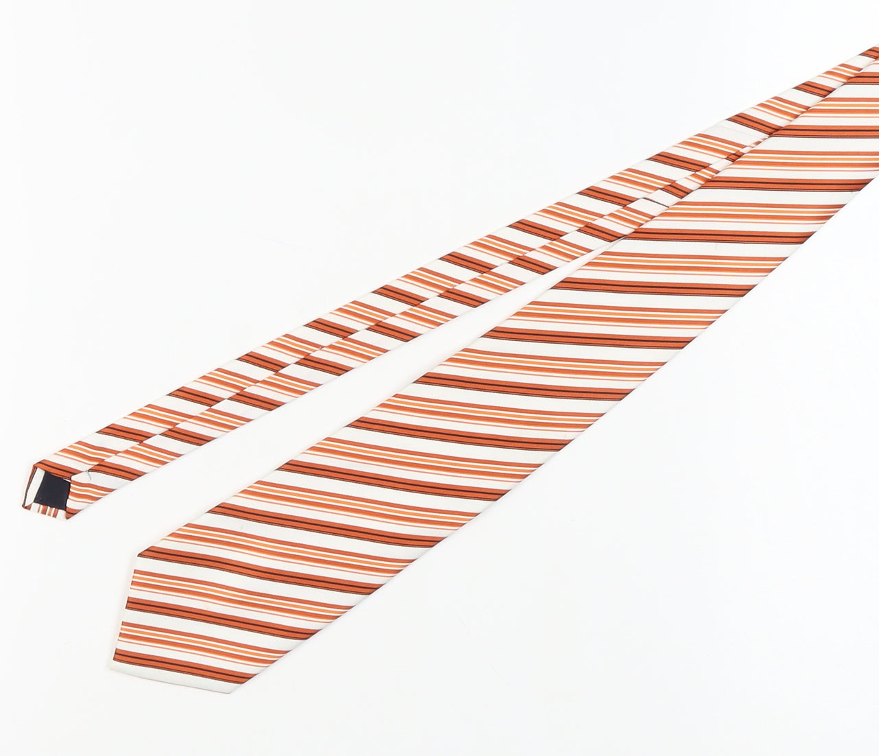 M.Silk Men's Orange Striped Designer Tie, 100% Silk, One Size