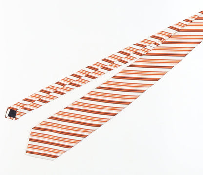 M.Silk Men's Orange Striped Designer Tie, 100% Silk, One Size