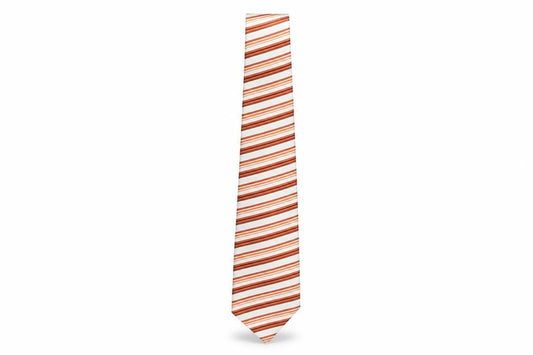 M.Silk Men's Orange Striped Designer Tie, 100% Silk, One Size
