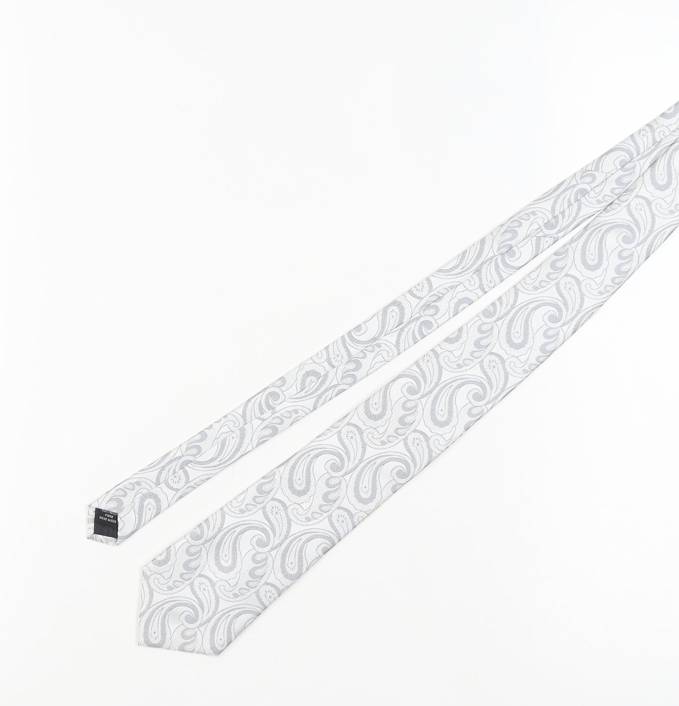 Romanno Mazzini Men's Grey Paisley Handmade Tie