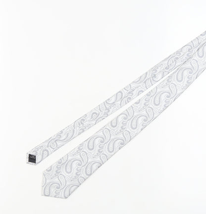 Romanno Mazzini Men's Grey Paisley Handmade Tie