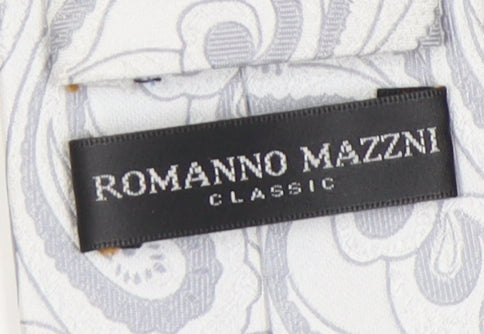 Romanno Mazzini Men's Grey Paisley Handmade Tie