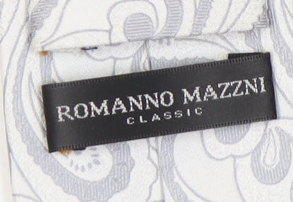 Romanno Mazzini Men's Grey Paisley Handmade Tie