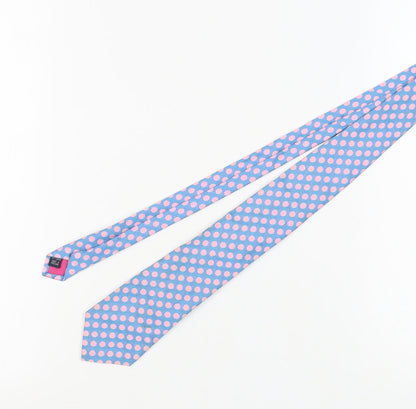 Alexandre Men's Blue Silk Polka Dot Tie