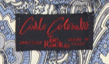 Mens Carlo Colombo Blue Paisley 100% Silk  Tie