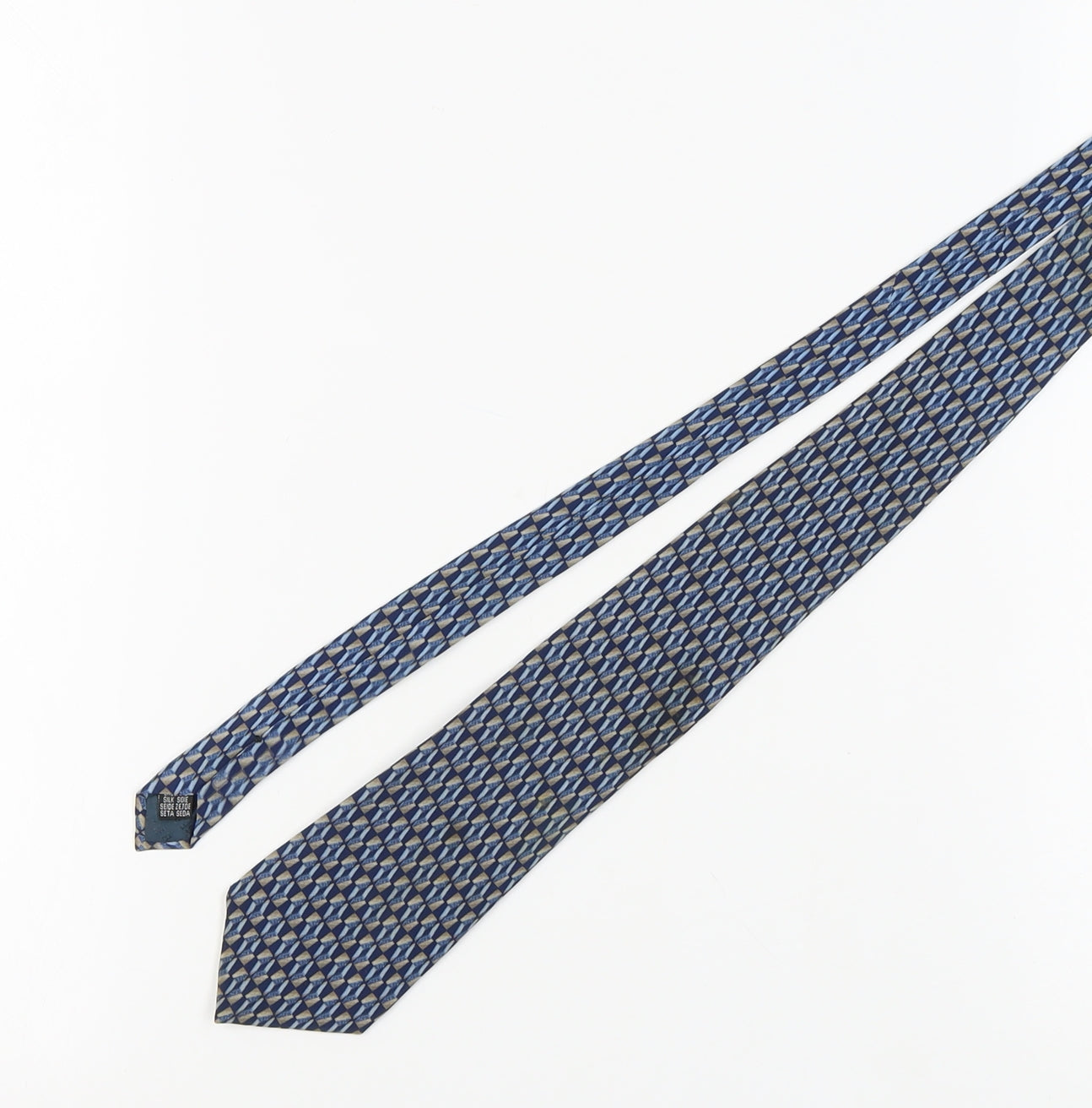 Jaeger Men's Blue Silk Geometric Tie