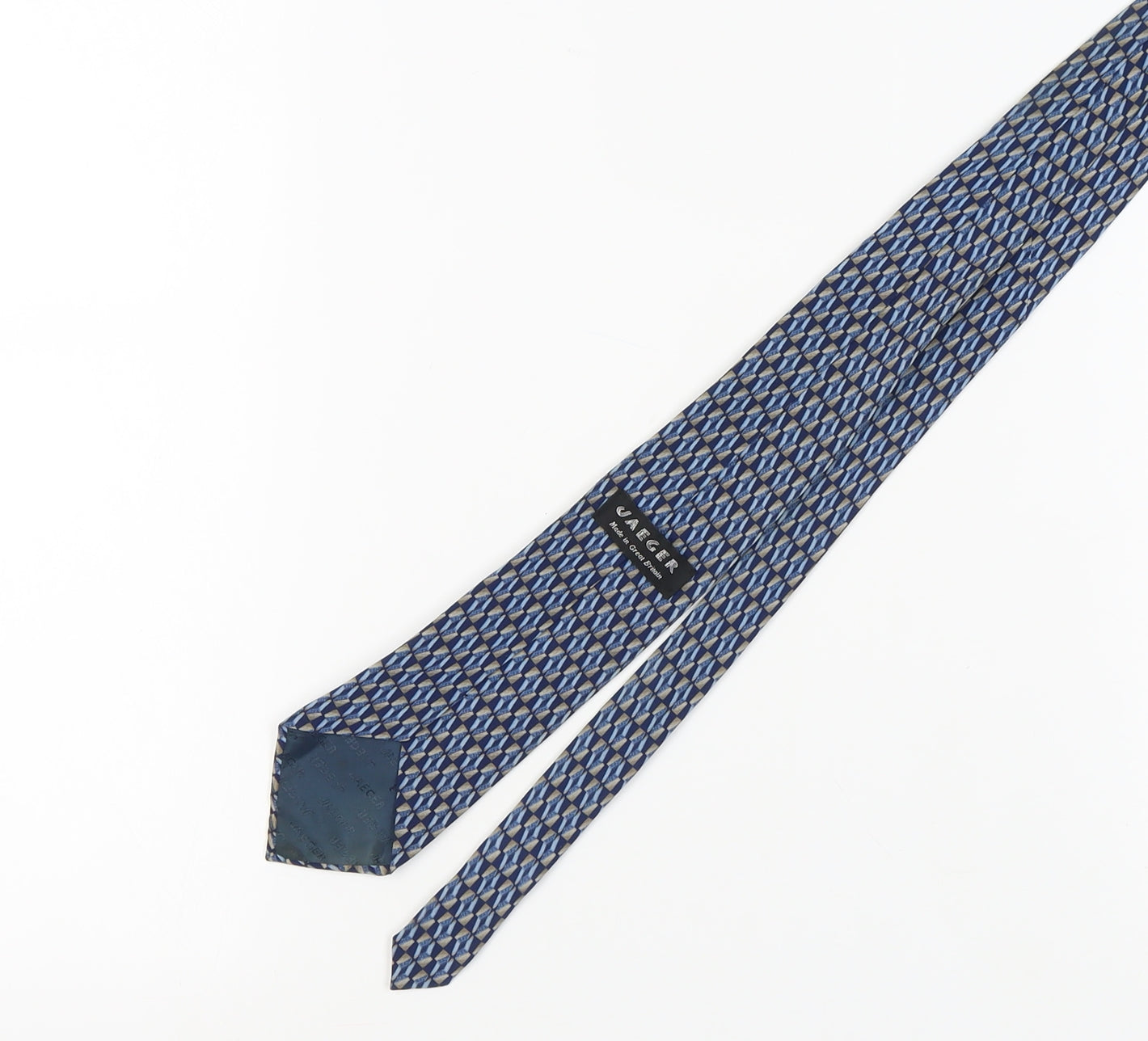 Jaeger Men's Blue Silk Geometric Tie