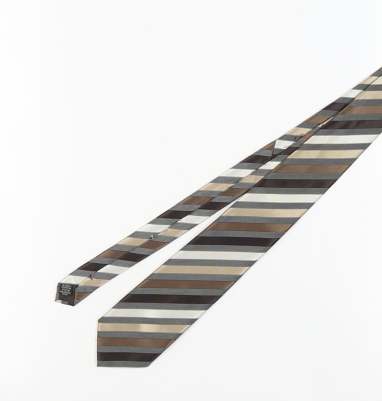 Thomas Nash Men's Brown Striped Polyester Slim Tie