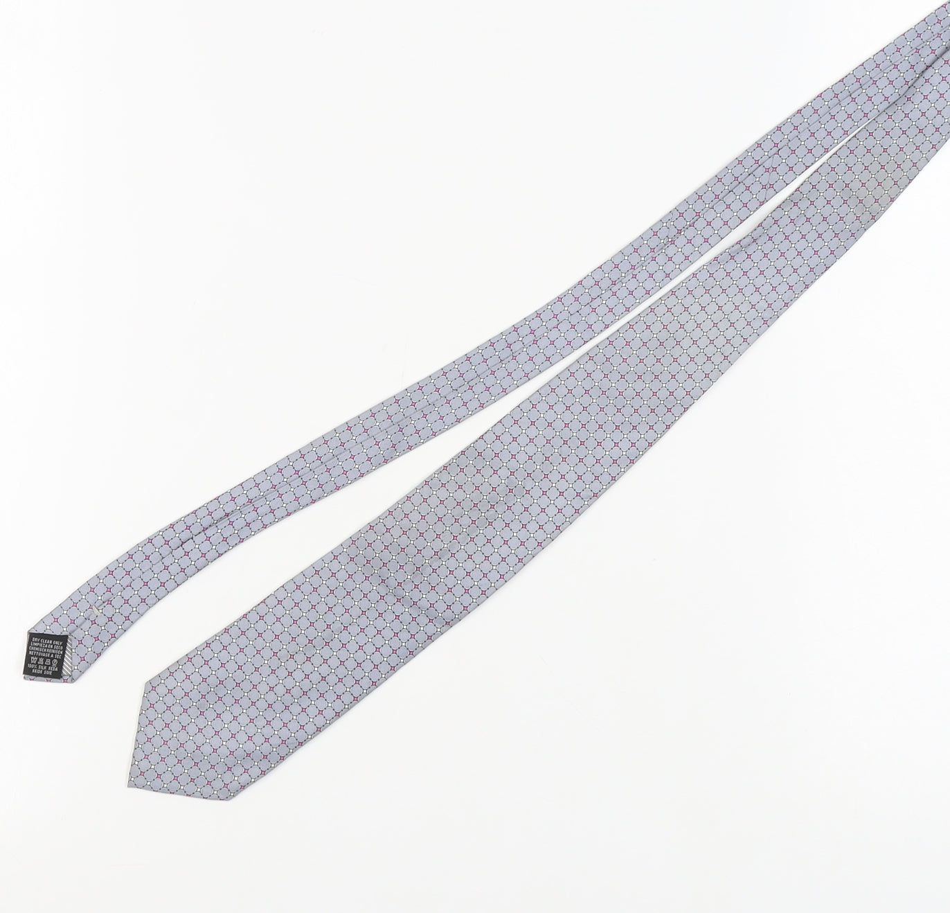 Mens Frangi Grey Geometric 100% Silk  Tie