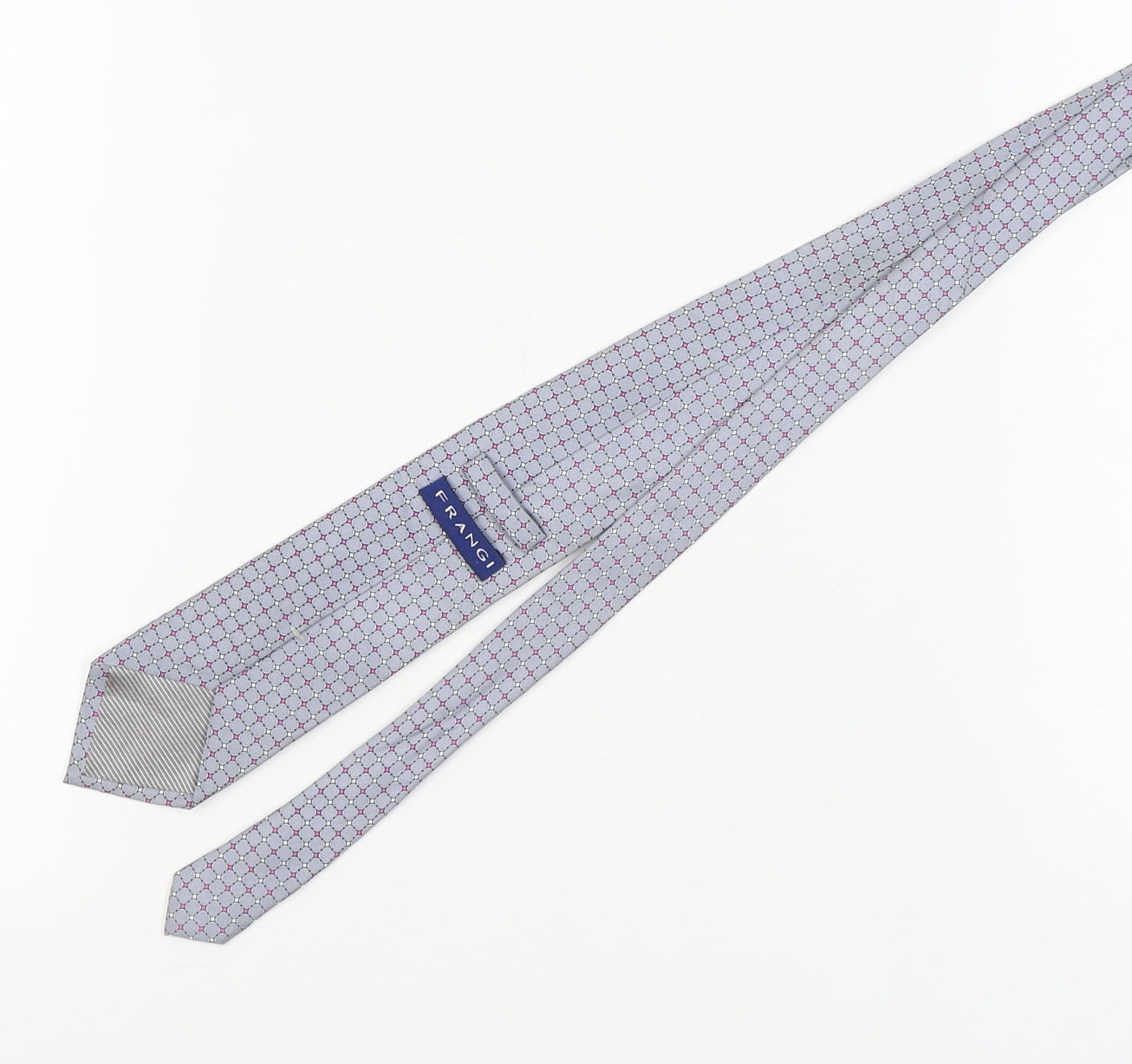 Mens Frangi Grey Geometric 100% Silk  Tie