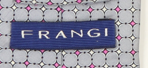 Mens Frangi Grey Geometric 100% Silk  Tie