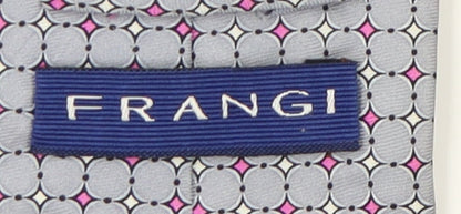 Mens Frangi Grey Geometric 100% Silk  Tie