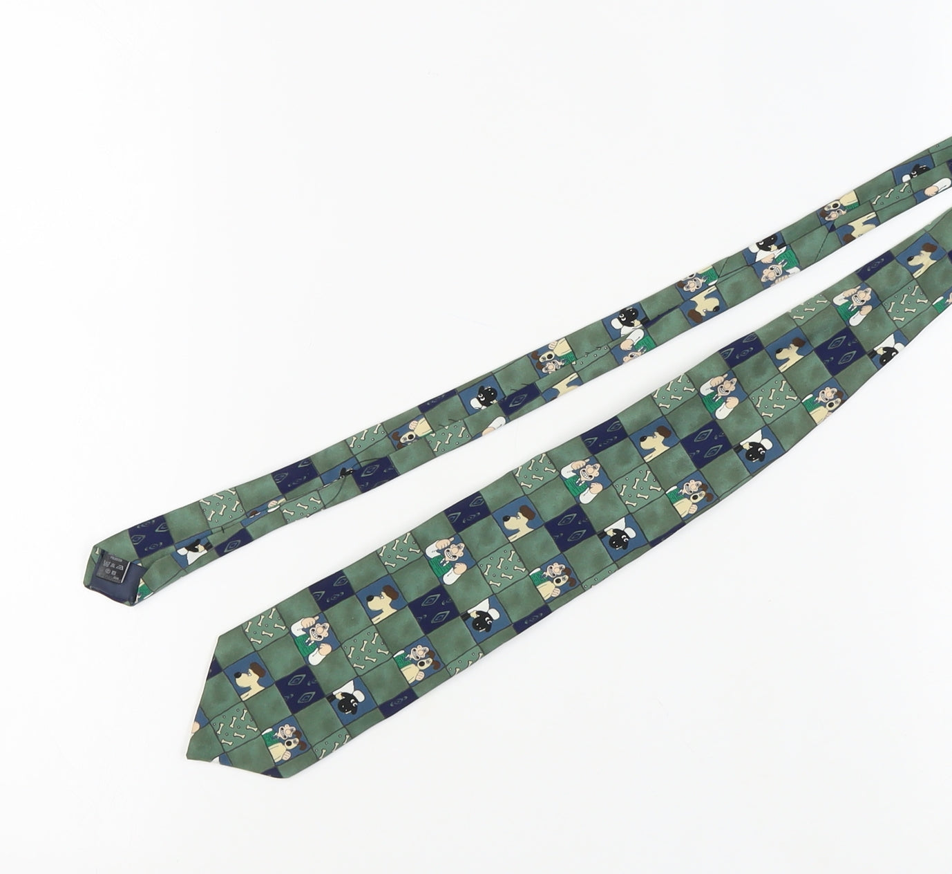 Marks and Spencer Cartoon Plaid Men's Tie - Green/Blue