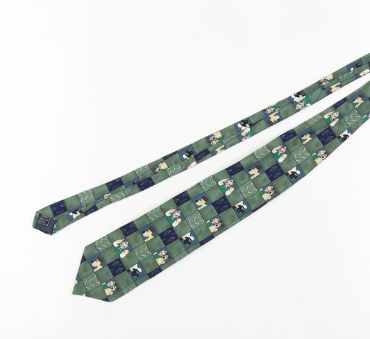 Marks and Spencer Cartoon Plaid Men's Tie - Green/Blue
