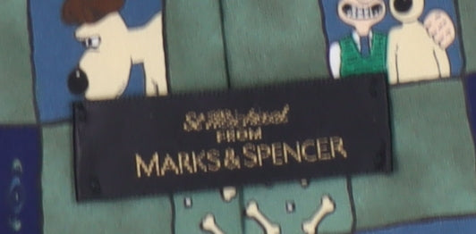 Marks and Spencer Cartoon Plaid Men's Tie - Green/Blue