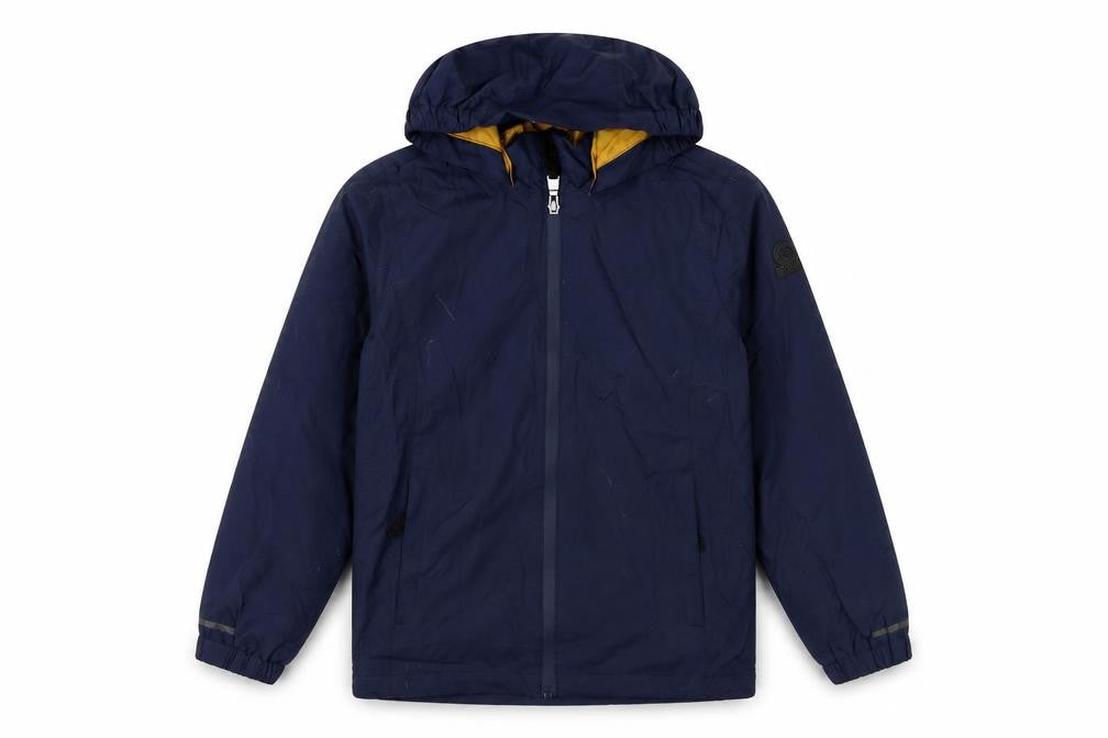 Front view of TOG24 boys’ blue mid-length hooded jacket 12-13 years