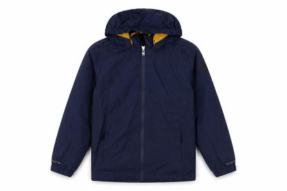 Front view of TOG24 boys’ blue mid-length hooded jacket 12-13 years