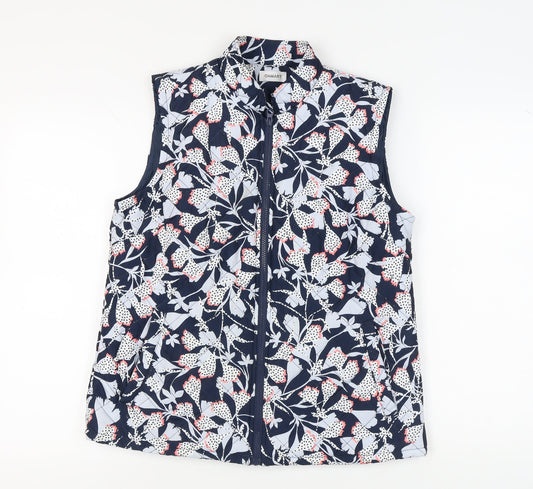 Damart Women's Blue Floral Waistcoat - Size S