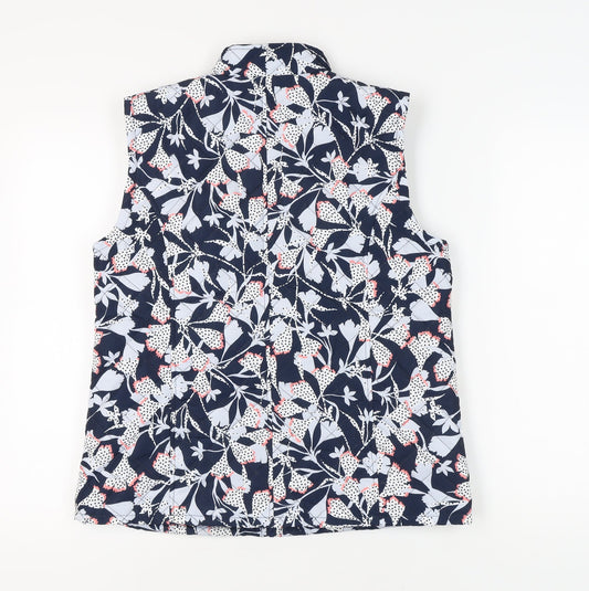Damart Women's Blue Floral Waistcoat - Size S