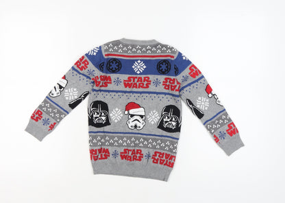 Star Wars Boys Grey Graphic Christmas Jumper, Size 6 Years