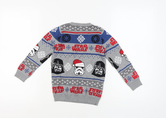 Star Wars Boys Grey Graphic Christmas Jumper, Size 6 Years