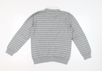 Jeff Banks Men's Grey Striped Cardigan M