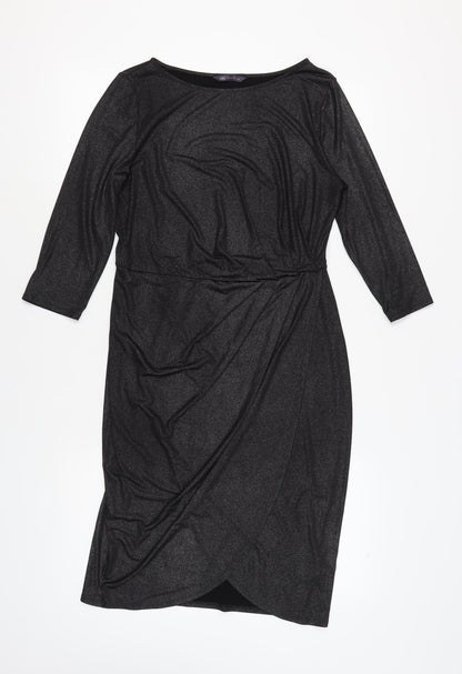 Marks and Spencer Black Sheath Dress, Size 12, Knee Length