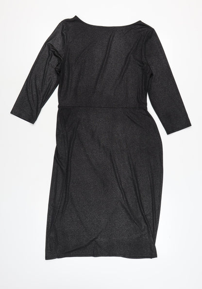 Marks and Spencer Black Sheath Dress, Size 12, Knee Length